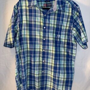 Chaps Men's Plaid Shirt in Blue and Green